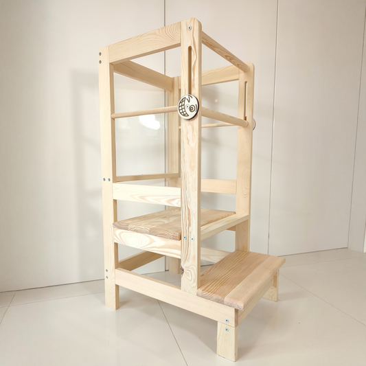 Children Learning Tower Pine wood 90x40x53cm 3 Step Montessori Kitchen Helper 100% wood