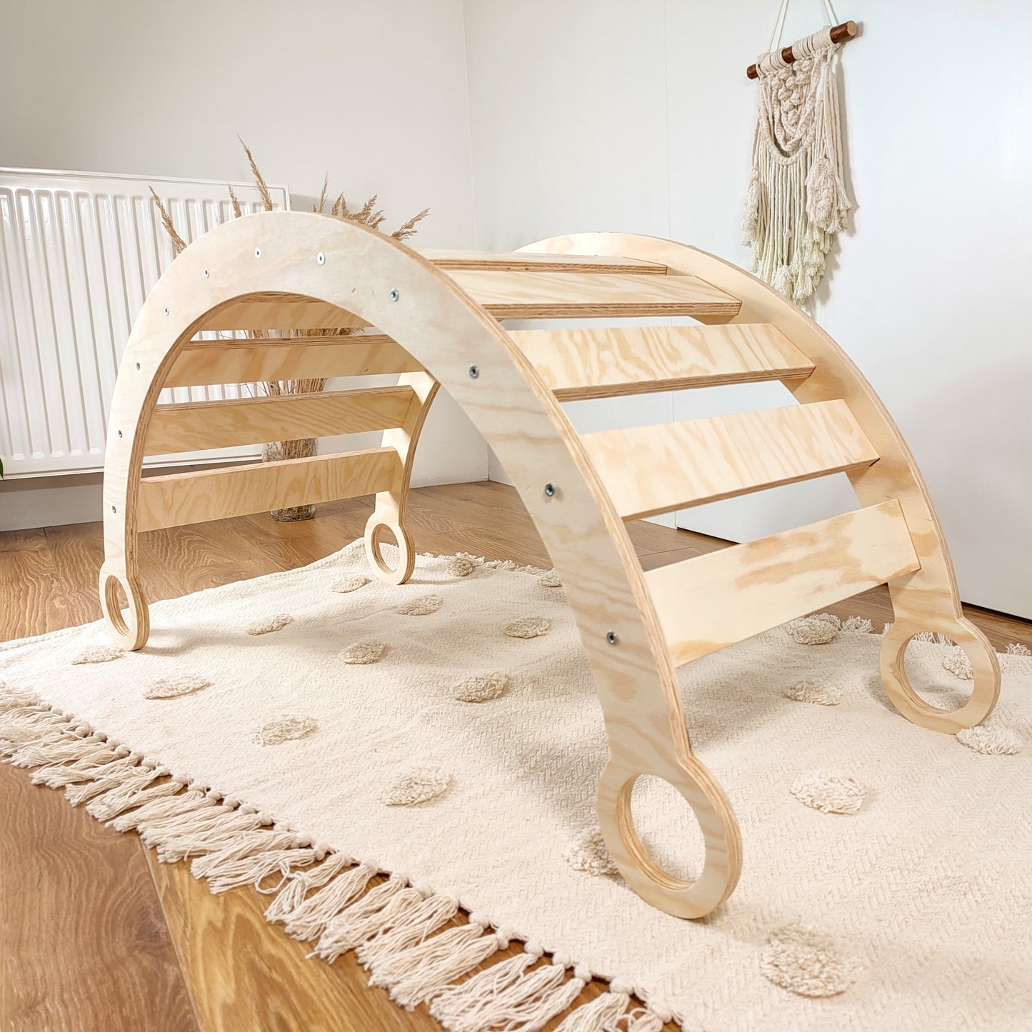 Climbing Arch Bow Rocker Children Play Ladder Premium Montessori Pine Plywood Cradle