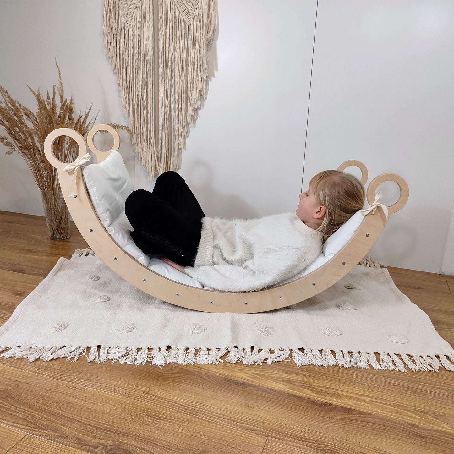 Climbing Arch Bow Rocker Children Play Ladder Premium Montessori Birch Plywood Cradle