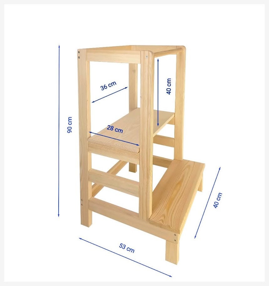 Kinder Lernturm Küchenhelfer Kiefernholz 90x40x53cm 3 Schritt Montessori 